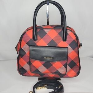 Vera Bradley Buffalo Check Burnt Orange (Red) Dome Satchel‎ P96